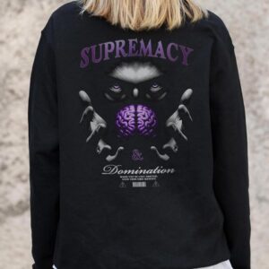 Жіночий Утеплений Оверсайз Світшот На Флісі З Принтом Without Supermacy Black