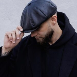 Шкіряна Кепка Восьмиклинка Without Driver Black Man