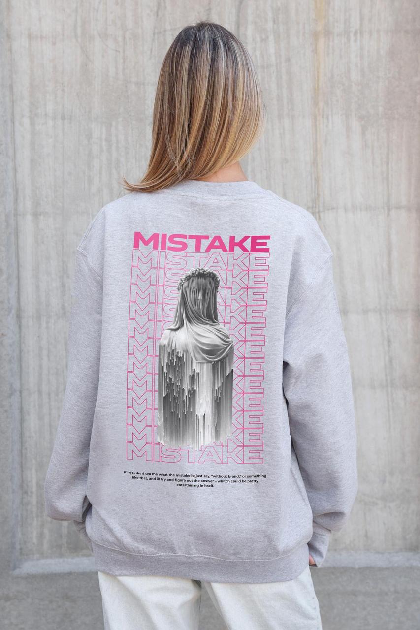 Жіночий Утеплений Оверсайз Світшот На Флісі З Принтом Without Mistake Gray