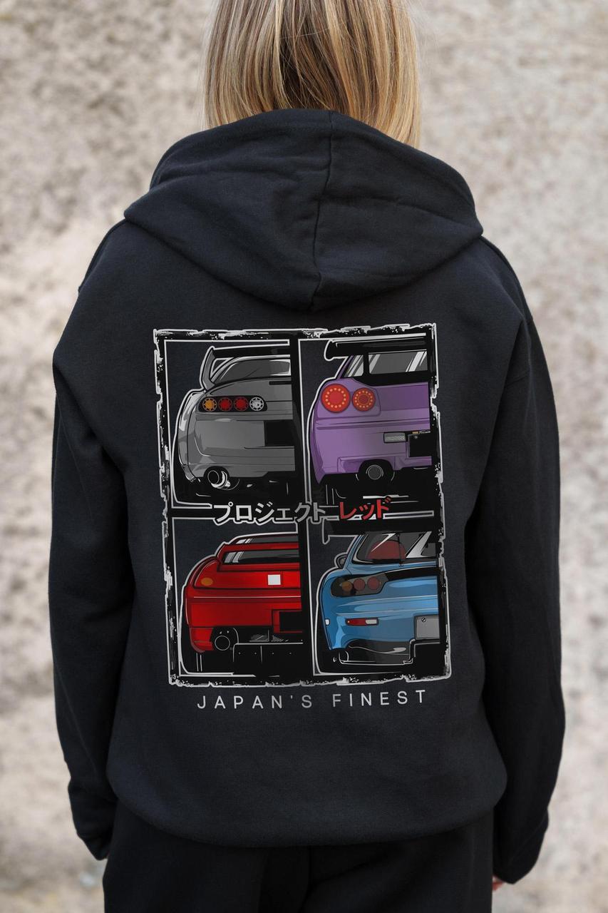 Жіноче Утеплене Зіп Худі На Флісі Зіпер З Принтом Cars Without Kane Black