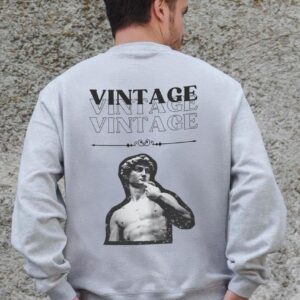 Чоловічий Утеплений Оверсайз Світшот На Флісі З Принтом Without Vintage Gray