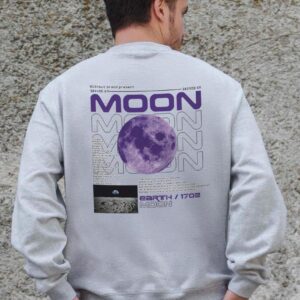 Чоловічий Утеплений Оверсайз Світшот На Флісі З Принтом Without Moon Gray