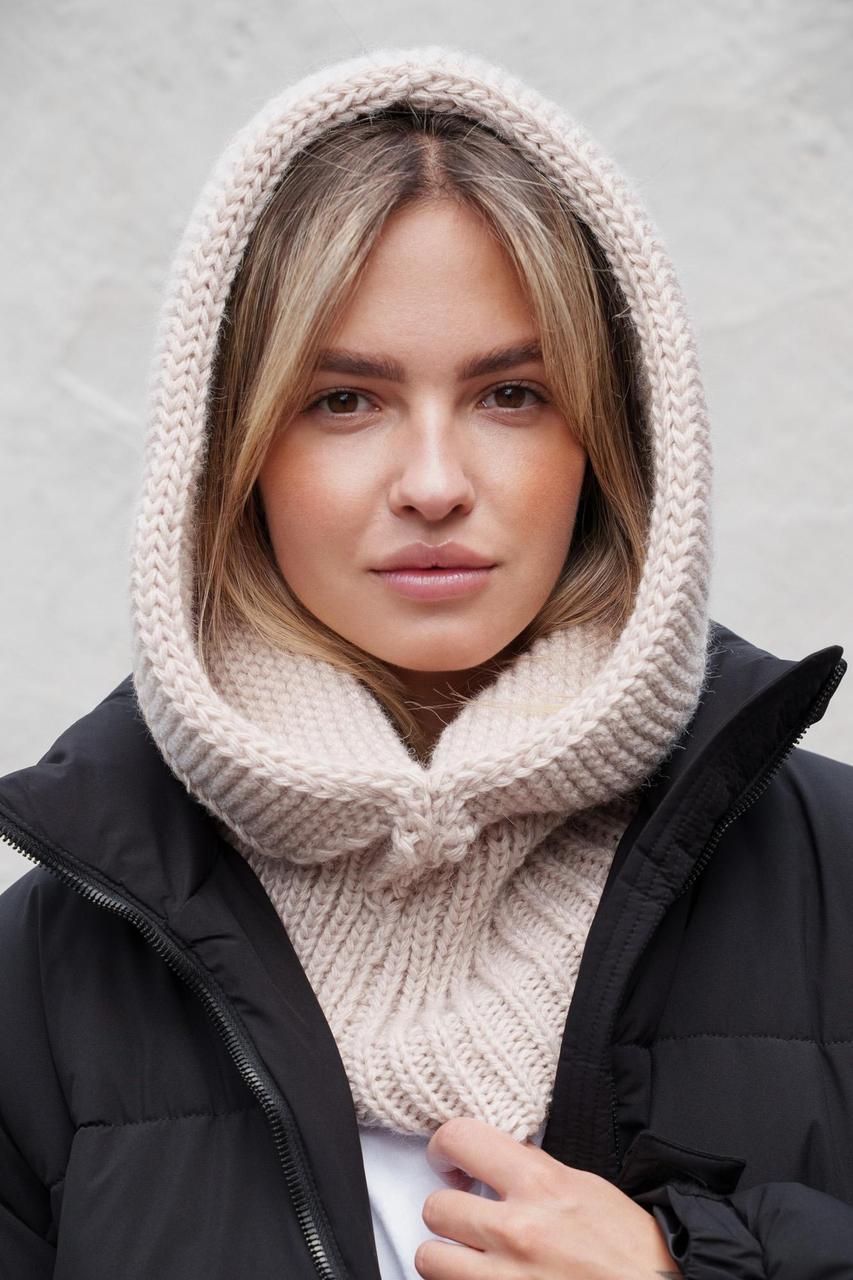 Тепла Шапка Капюшон Вязаний Капор Without Lisa Beige Woman