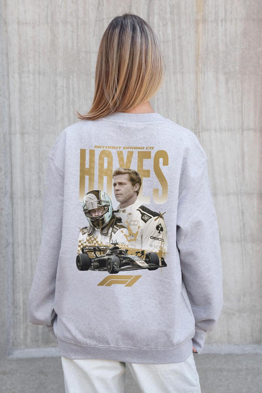 Жіночий Утеплений Оверсайз Світшот На Флісі З Принтом Without Hayes Gray