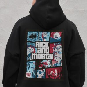 Чоловіче Оверсай Худі Толстовка На Флісі З Капюшоном Та Принтом Without Rick and Morty Black