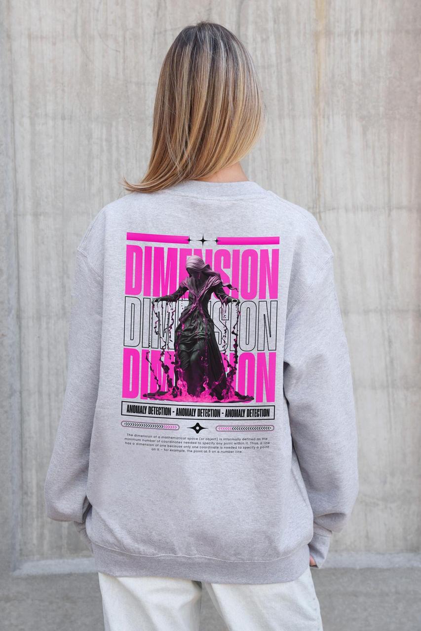 Жіночий Утеплений Оверсайз Світшот На Флісі З Принтом Without Dimension Gray