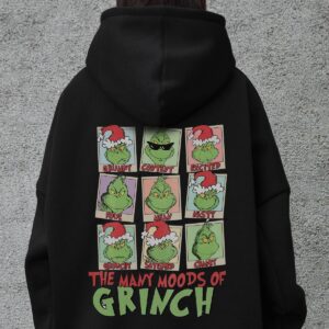 Жіноче Оверсайз Худі Толстовка На Флісі З Капюшоном Та Принтом Without Grinch Black