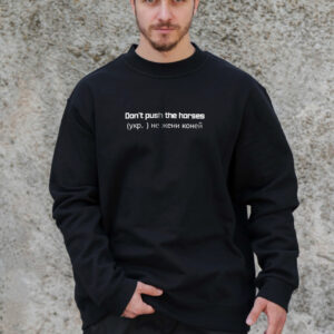 Чоловічий Утеплений Оверсайз Світшот На Флісі З Принтом Without Не Жени Коней Black