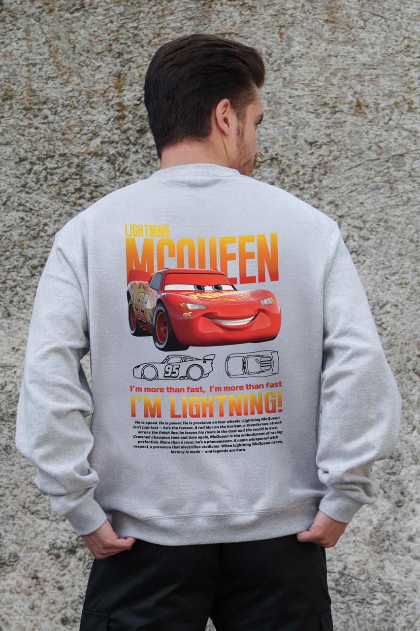 Чоловічий Утеплений Оверсайз Світшот На Флісі З Принтом Without Mcqueen Gray