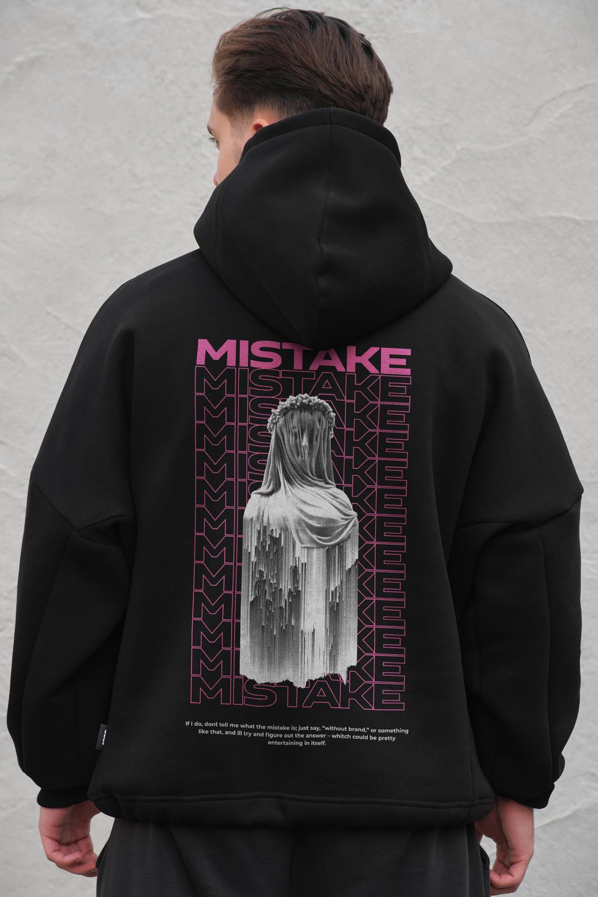 Чоловіче Оверсай Худі Толстовка На Флісі З Капюшоном Та Принтом Without Mistake Black