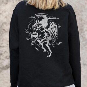 Жіночий Утеплений Оверсайз Світшот На Флісі З Принтом Without Respirator Black