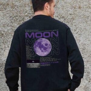 Чоловічий Утеплений Оверсайз Світшот На Флісі З Принтом Without Moon Black