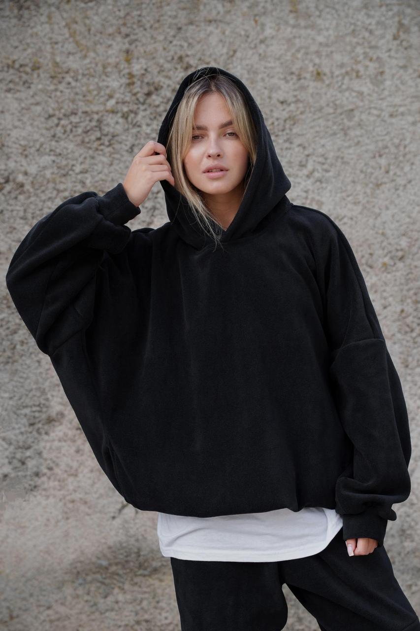 Жіноче Флісове Оверсайз Худі Толстовка З Капюшоном Without Soprano Black