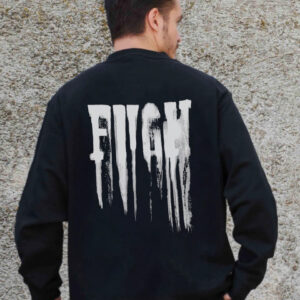 Чоловічий Утеплений Оверсайз Світшот На Флісі З Принтом Without Fight Black