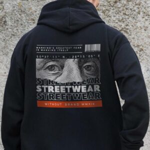 Чоловіче Утеплене Зіп Худі На Флісі Зіпер З Принтом Streetwear Without Kane Black
