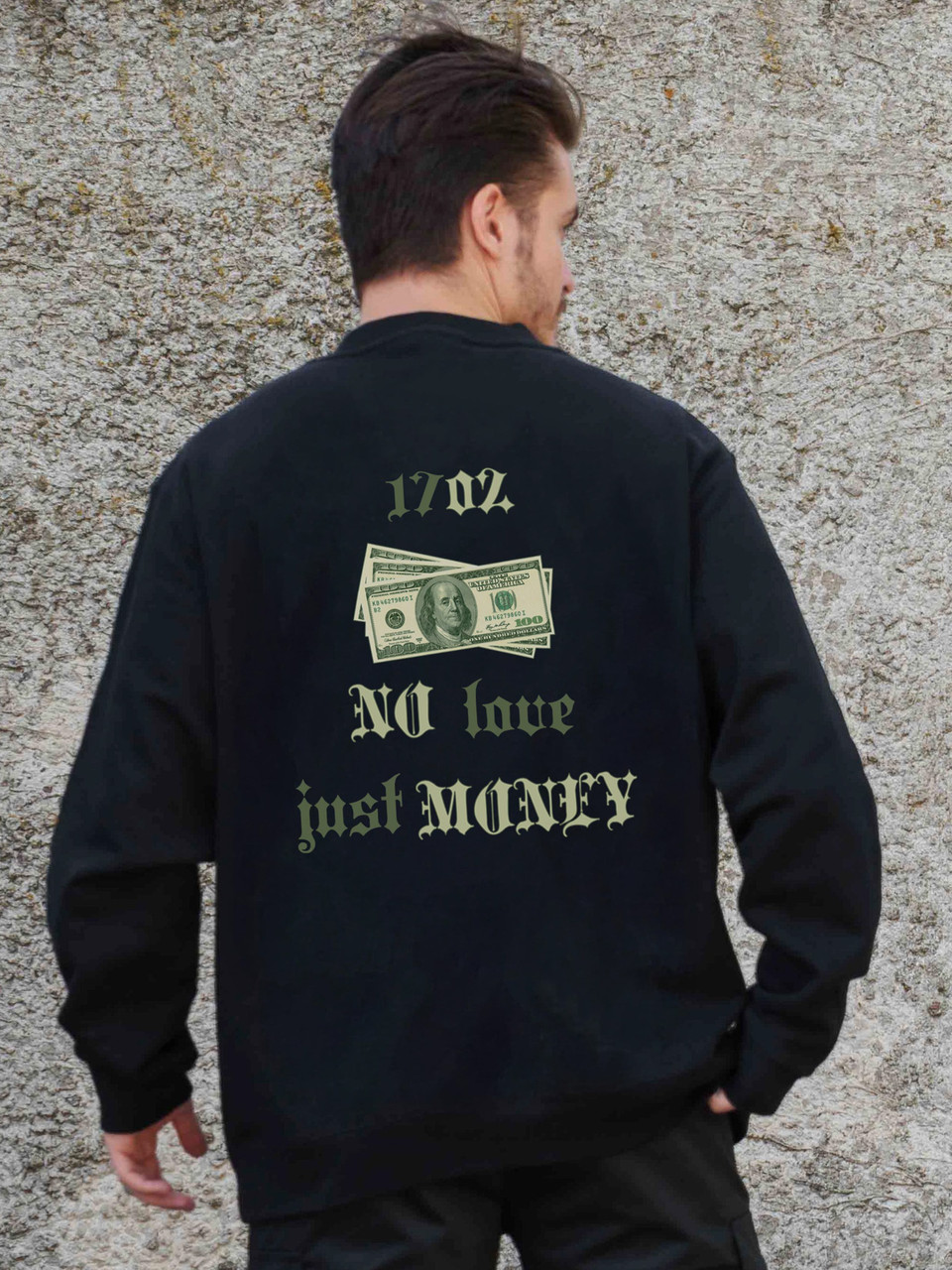 Чоловічий Утеплений Оверсайз Світшот На Флісі З Принтом Without Dollar Black