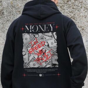 Чоловіче Утеплене Зіп Худі На Флісі Зіпер З Принтом Money Grafity Without Kane Black