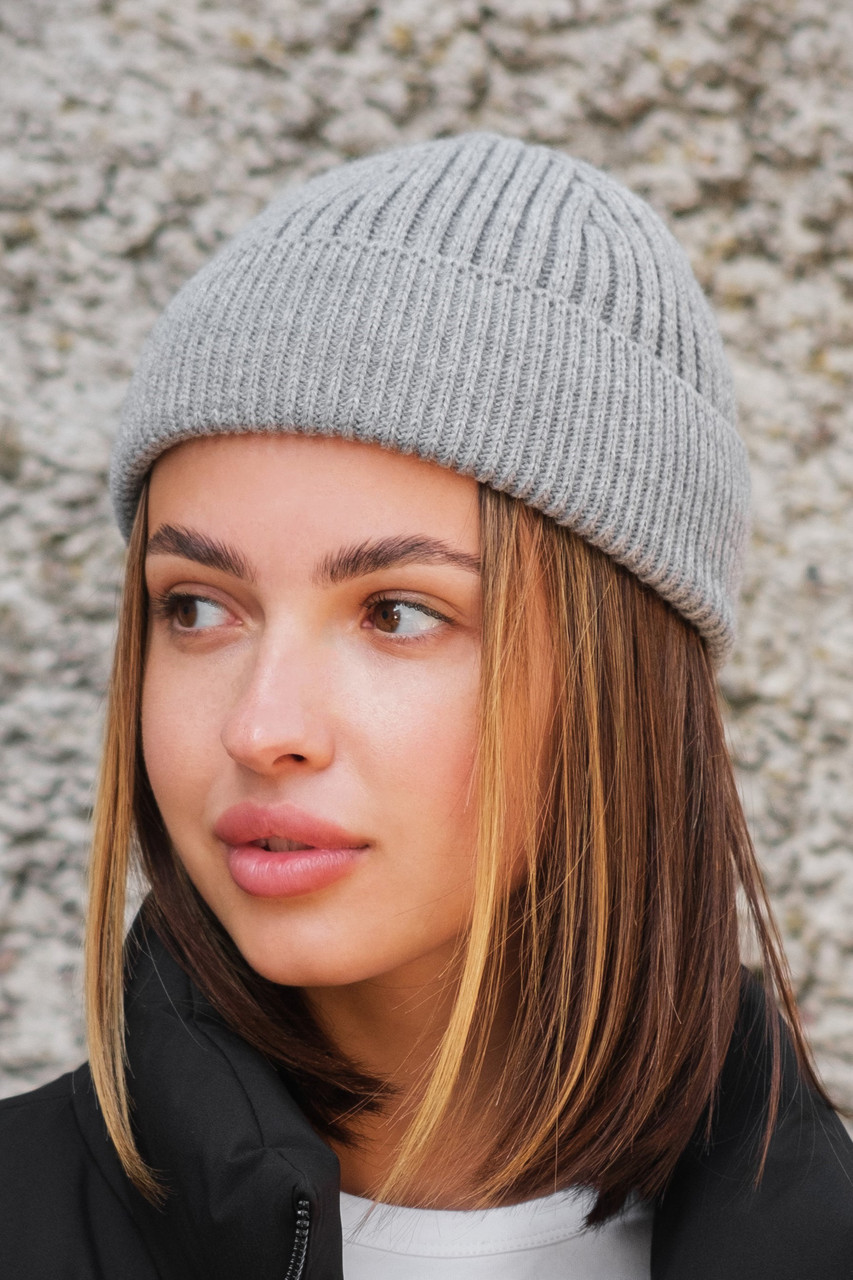 Утеплена Трикотажна Шапка Біні Докер На Флісі Without Gvido Gray Woman