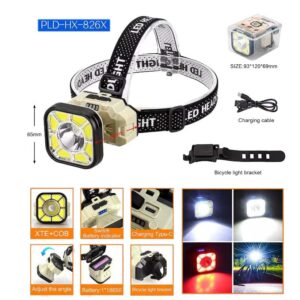 Ліхтар налобний 826X-XPE+8COB(White+Red), 1x18650