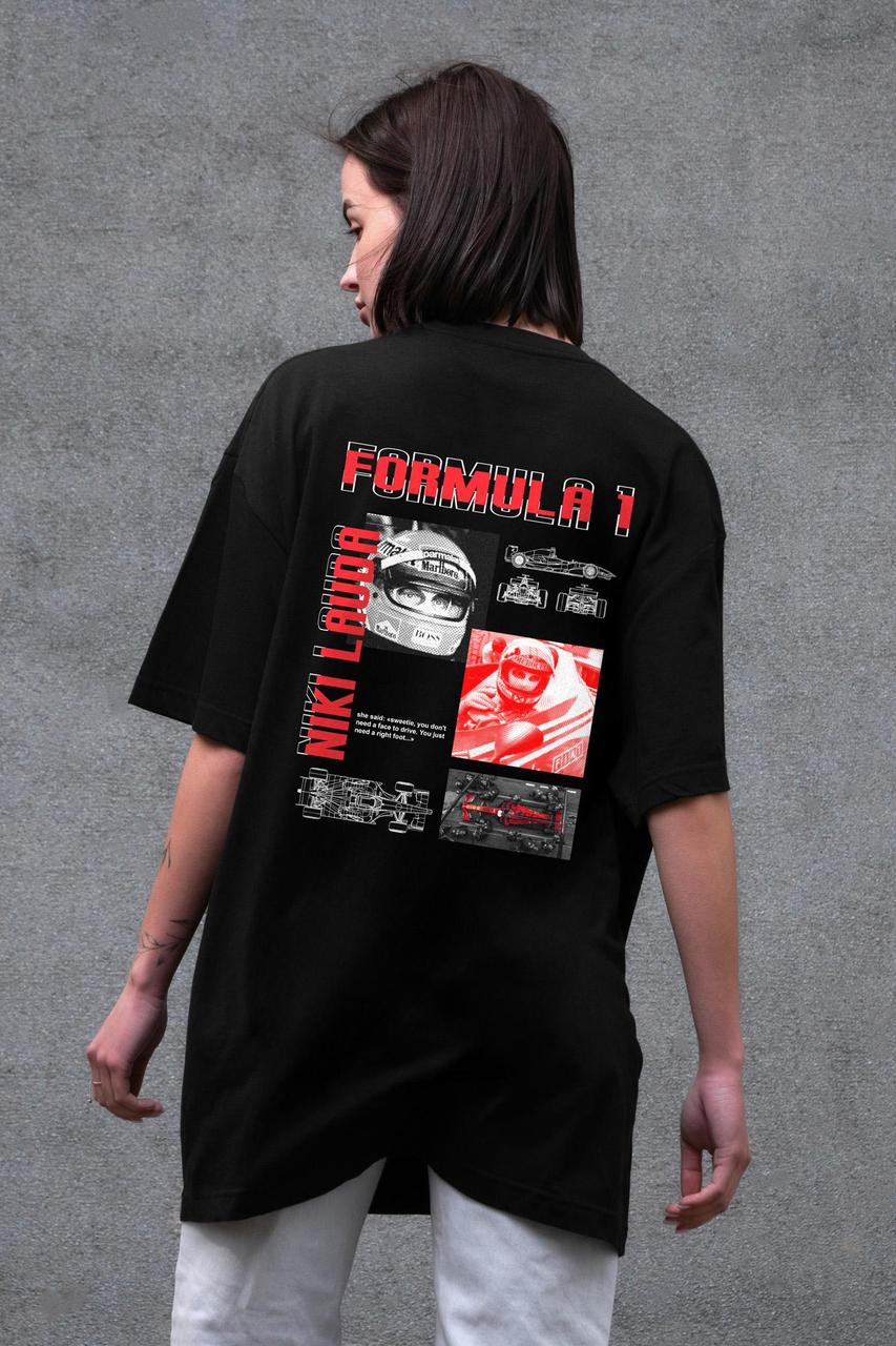 Жіноча Оверсайз Футболка Without З Принтом Lauda Black