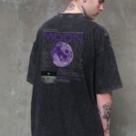 Чоловіча Виварена Оверсайз Футболка Without Washed З Принтом Moon Black