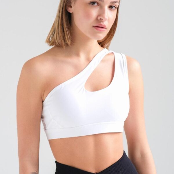 Жіночий Спортивний Топ З Ефектом Push Up На Одне Плече Without Yoga White