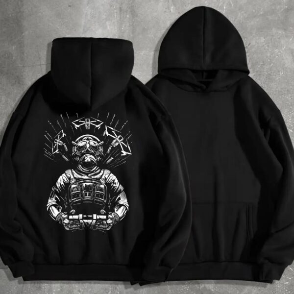 Худі чоловічий на флісі з принтом Армія дронів , Чорний, SGHUDI18746