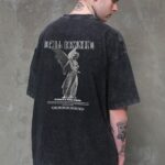 Чоловіча Виварена Оверсайз Футболка Without Washed З Принтом Dominion Black