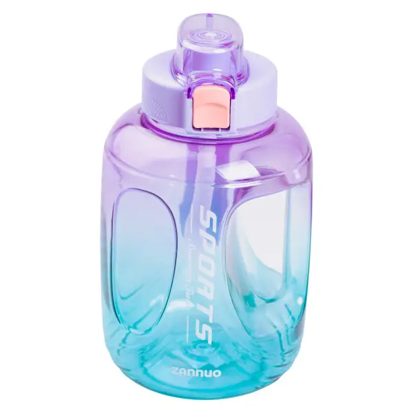 Пляшка для води спортивна 1.6 л пластикова з трубочкою з ремінцем 22 см Фіолетова HP-14-35V