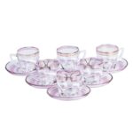 Чашки зі блюдцем скляні прозорі набір на 6 осіб Розовий HP571