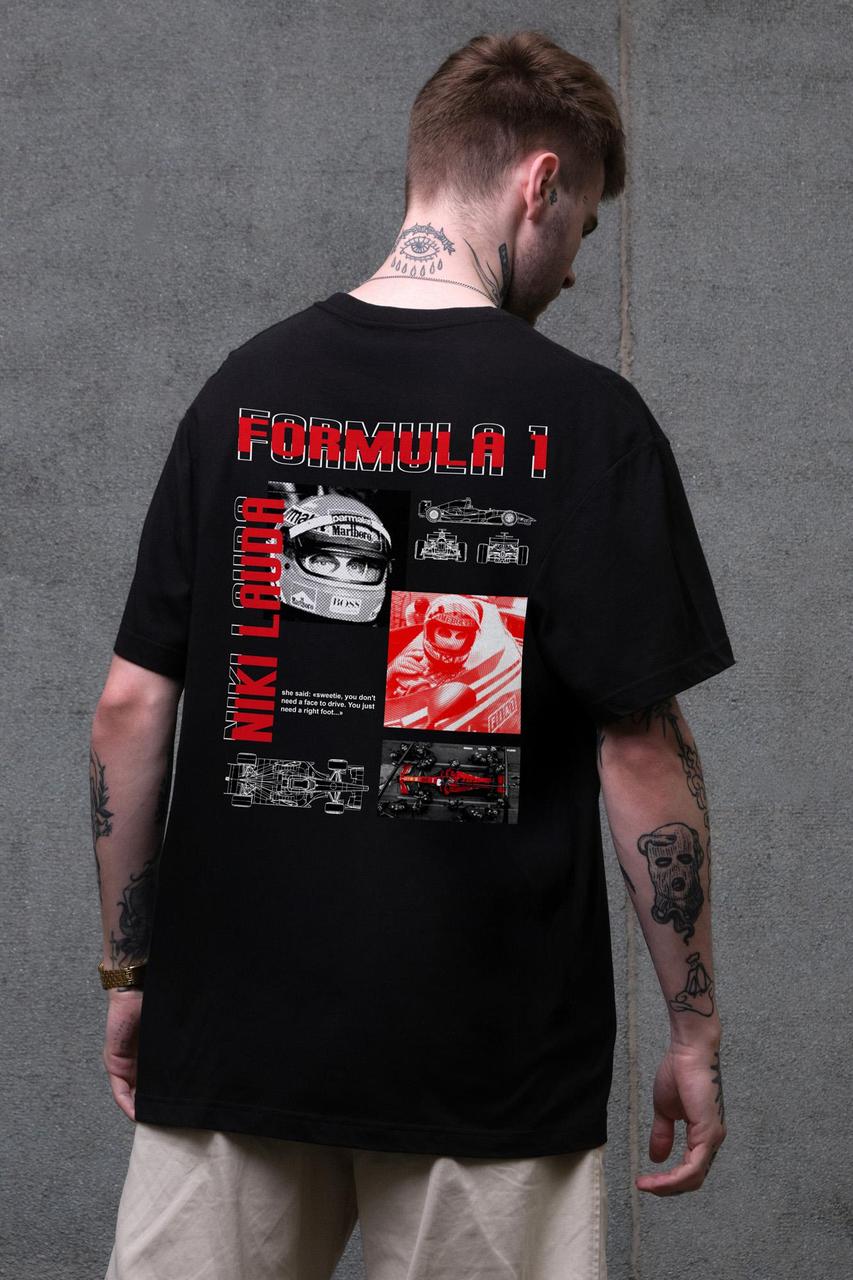 Чоловіча Оверсайз Футболка Without З Принтом Lauda Black