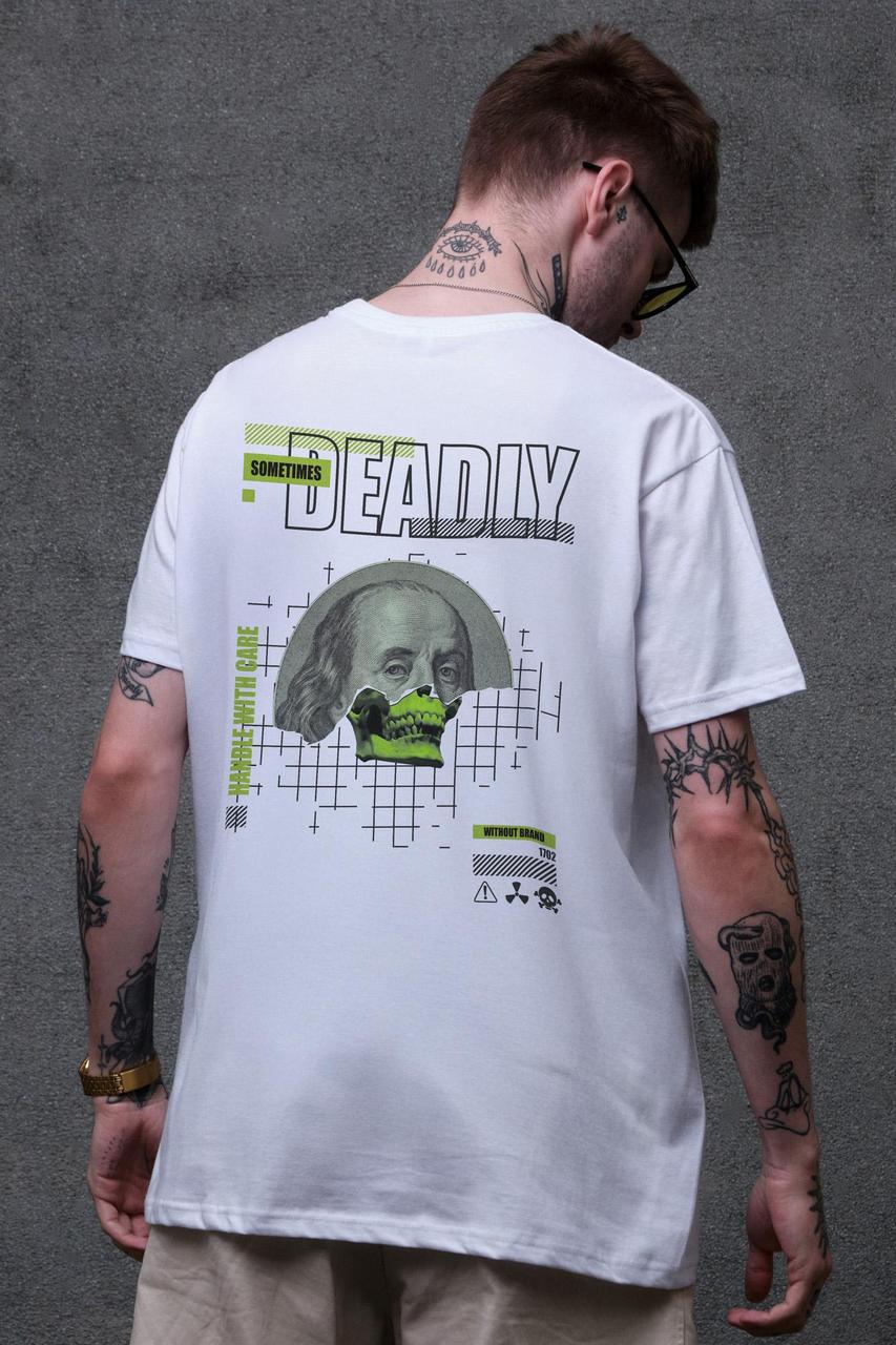 Чоловіча Оверсайз Футболка З Принтом Without Deadly White