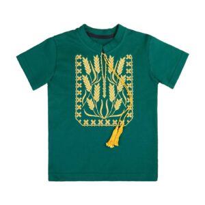 Футболка вишиванка для хлопчика "Колоски", Ізумрудний, 92 (2 роки)