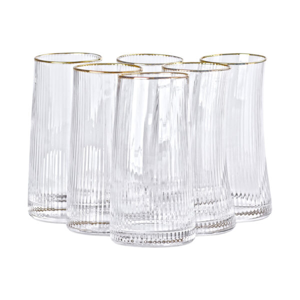 Набір стаканів високих 6 штук по 600 мл із золотим обідком HP-16-19