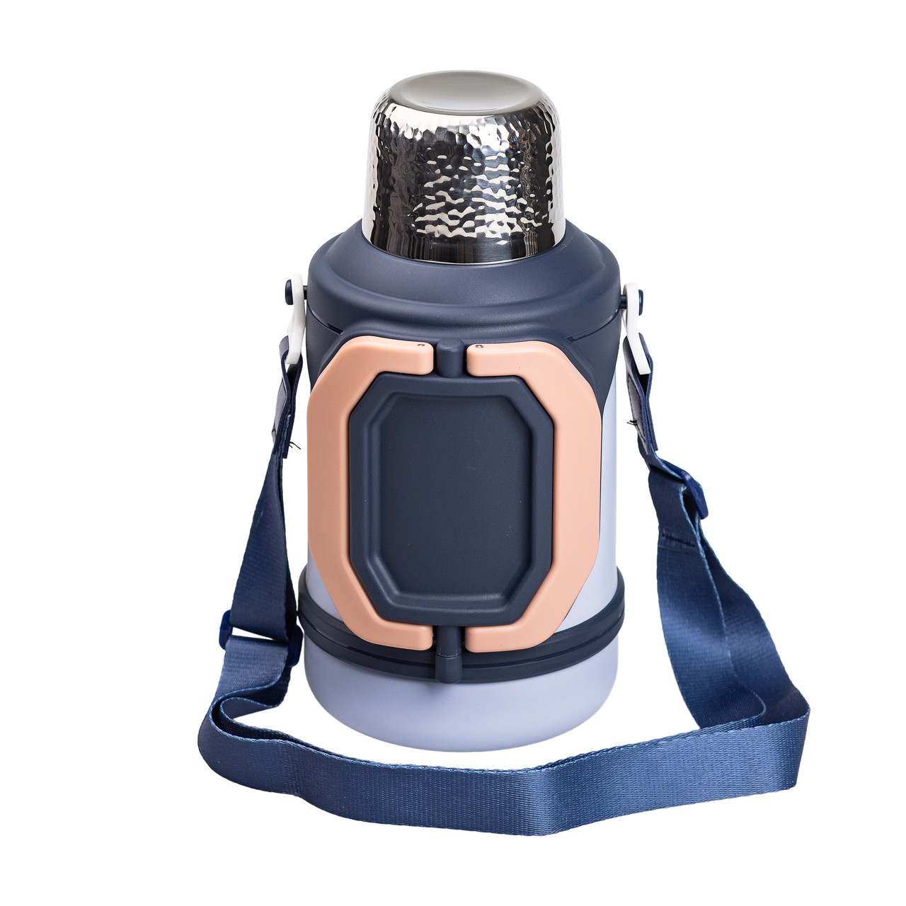 Термос Vacuum Cup 1.5 літра з ремінцем і складною ручкою темно-синій HP-14-21BL