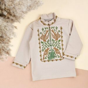 Вишиванка для хлопчика "Пташка", Латте, 146 (11 років)