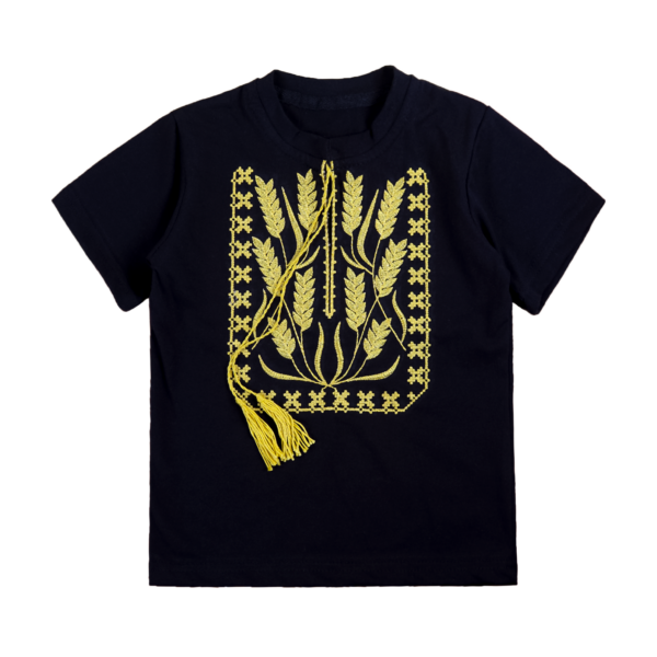 Футболка вишиванка для хлопчика "Колоски", Чорний, 86 (1.5 роки)