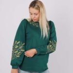 Жіноча вишиванка "Колоски" двунитка, Ізумрудний, 46