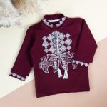 Вишиванка для хлопчика "Коники" довгий рукав, Бордовий, 98 (3 роки)