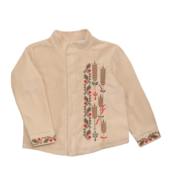 Флісова вишита сорочка "Колоски", Капучіно, 92 (2 роки)