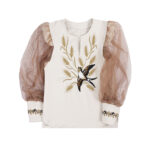 Блуза вишиванка дитяча "Ластівка" фатиновий рукав, Капучіно, 110 (5 років)