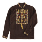 Флісова вишиванка "Колоски" для хлопчика, Шоколад, 134 (9 років)