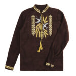 Вишиванка флісова "Лілея" довгий рукав, Шоколад, 128 (9 років)