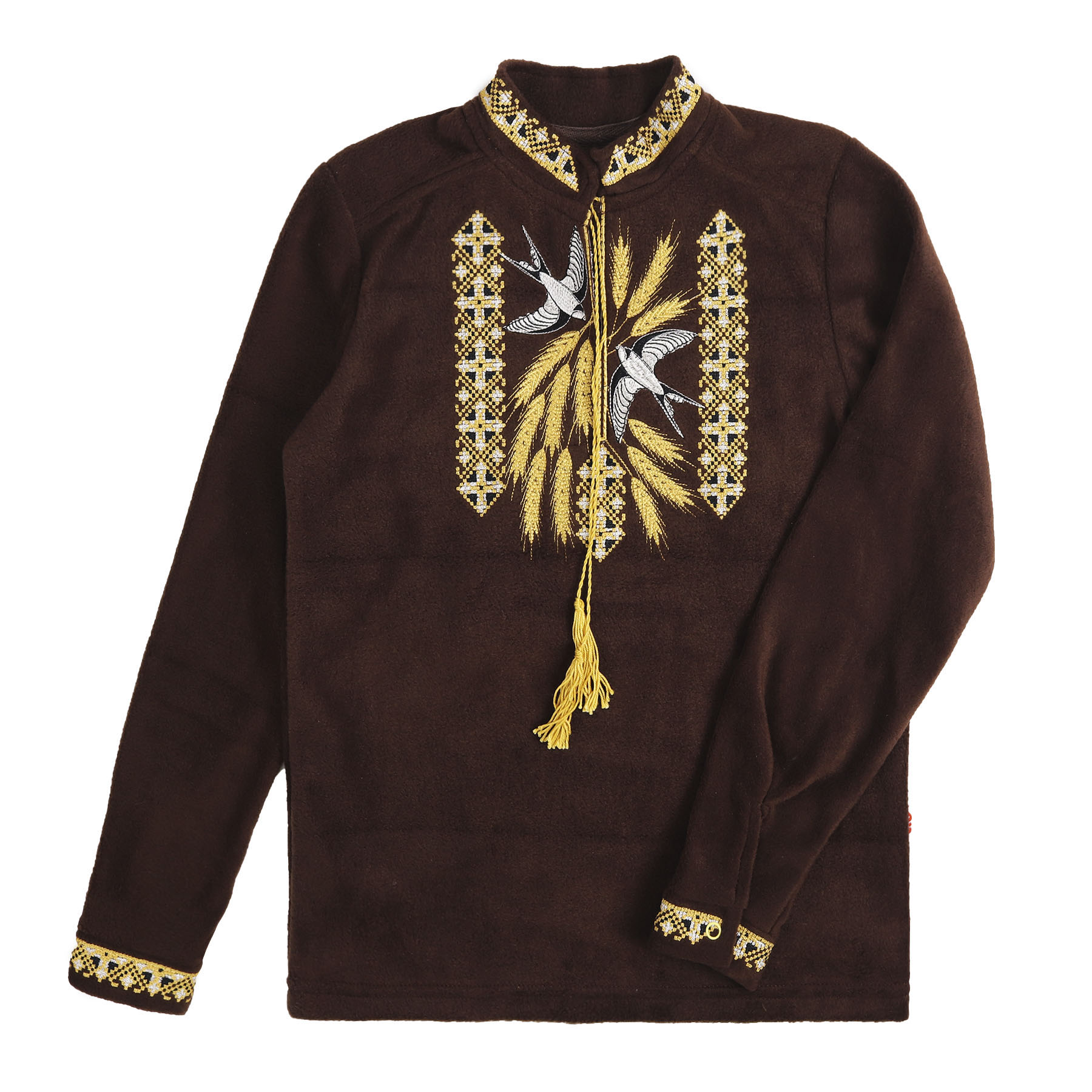 Вишиванка флісова "Лілея" довгий рукав, Шоколад, 128 (9 років)