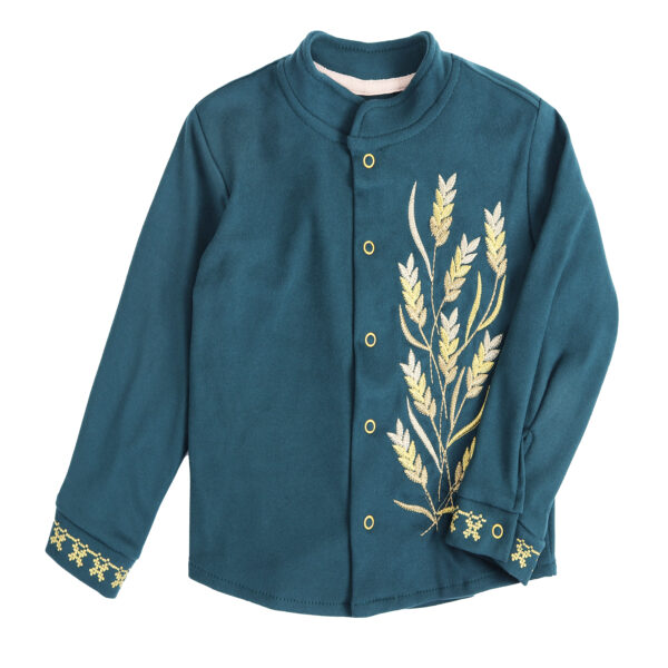 Флісова сорочка для хлопчика "Колоски", Смарагдовий, 92 (2 роки)