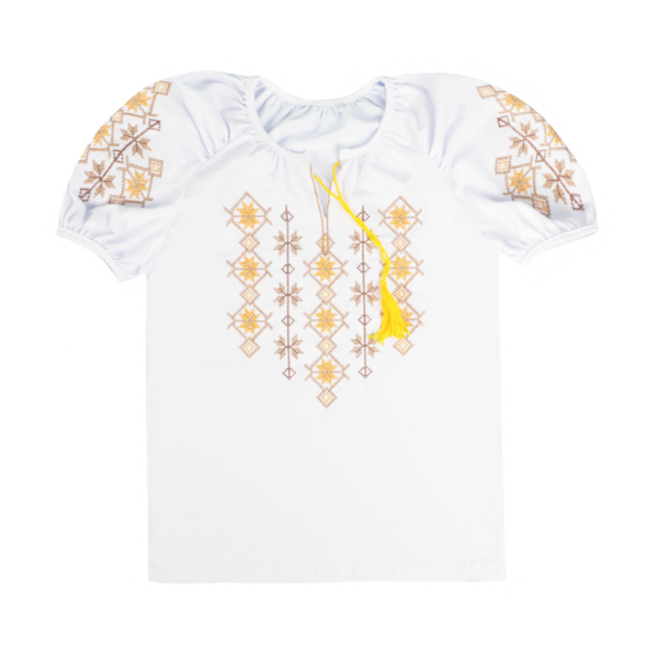 Блуза для дівчинки "Вишиванка-24", Білий, 122 (7 років)