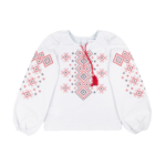 Блуза вишиванка з довгим рукавом "Орнамент", Білий, 134 (9 років)