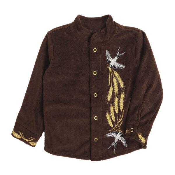 Флісова сорочка для хлопчика "Лілея" з вишивкою, Шоколад, 92 (2 роки)