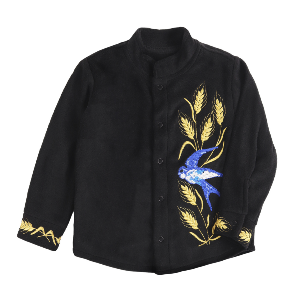 Флісова сорочка з вишивкою "Ластівка", Чорний, 92 (2 роки)