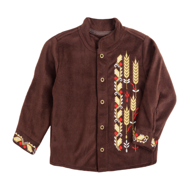 Флісова вишита сорочка "Колоски", Шоколад, 92 (2 роки)